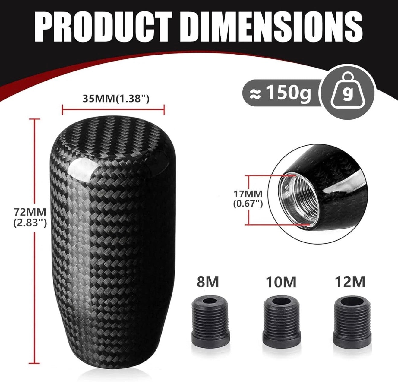 Carbon Fiber Shift Knob – Universal Fit