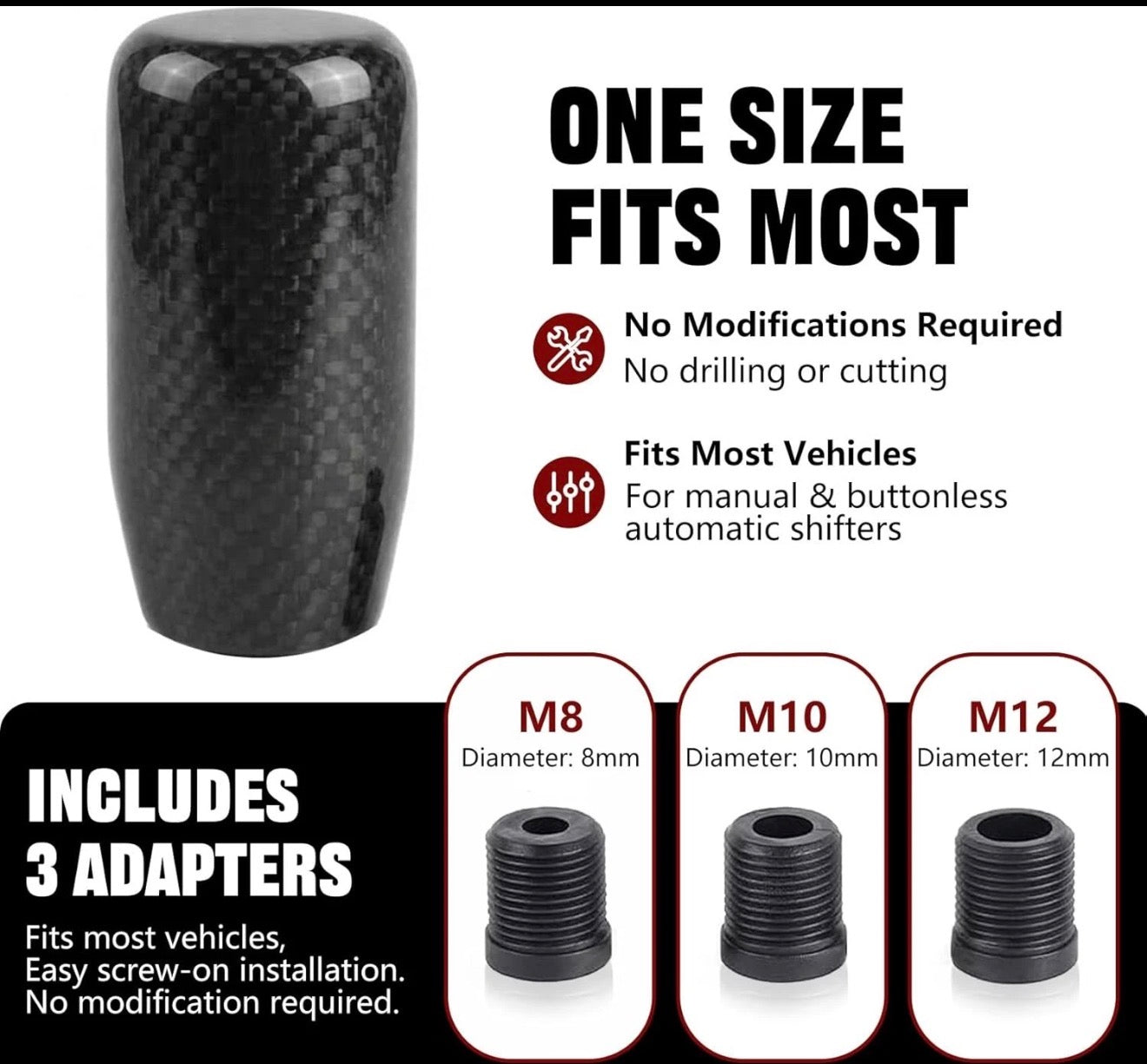 Carbon Fiber Shift Knob – Universal Fit